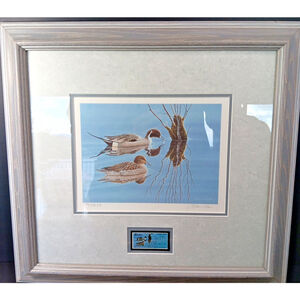 Glenn Olson 1991 Game Bird Stamp Art Print Framed Signed 173/200 Alberta Canada